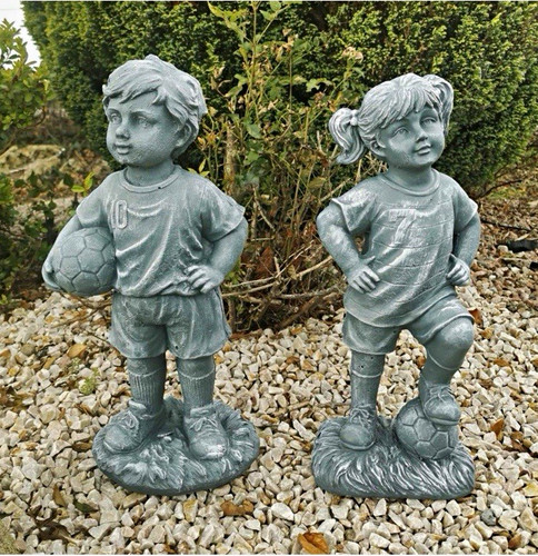 Grey resin football boy - football,